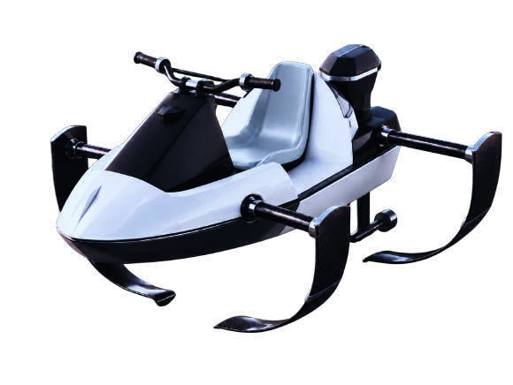 Il prototipo ALA-M: scafo bianco, seduta e quattro appendici laterali
